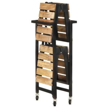 Solid Mango Wood Kitchen Trolley - Rustic & Durable Design