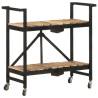 Solid Mango Wood Kitchen Trolley - Rustic & Durable Design