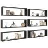 High Gloss Black Wall Cube Shelf Set - 6 pcs | Hipomarket