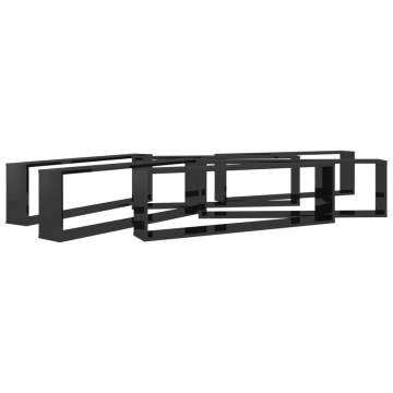 High Gloss Black Wall Cube Shelf Set - 6 pcs | Hipomarket