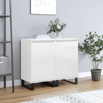 Stylish 2 pcs High Gloss White Sideboards - Durable & Chic