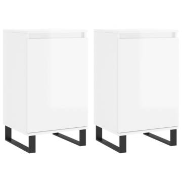 Stylish 2 pcs High Gloss White Sideboards - Durable & Chic