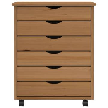 Rolling Cabinet with Drawers - MOSS Honey Brown Solid Wood