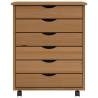 Rolling Cabinet with Drawers - MOSS Honey Brown Solid Wood