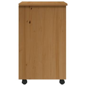 Rolling Cabinet with Drawers - MOSS Honey Brown Solid Wood