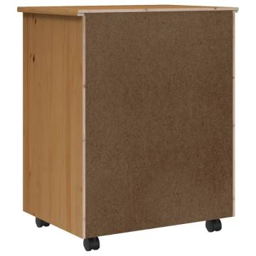 Rolling Cabinet with Drawers - MOSS Honey Brown Solid Wood