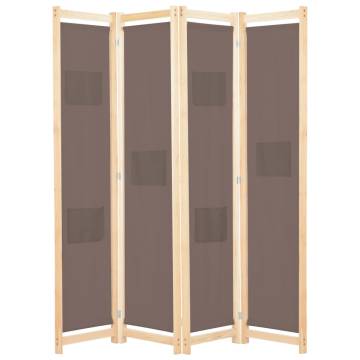 Stylish 4-Panel Brown Room Divider - 160x170 cm | Hipomarket