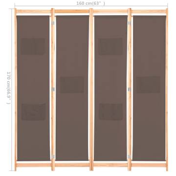 Stylish 4-Panel Brown Room Divider - 160x170 cm | Hipomarket