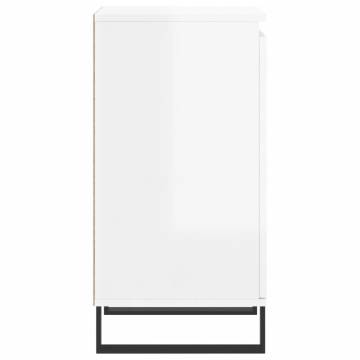 Stylish 2 pcs High Gloss White Sideboards - Durable & Chic