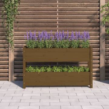 Honey Brown Solid Wood Planter - 112x25x66 cm | Hipo Market