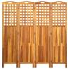 4-Panel Room Divider - Solid Acacia Wood 161x2x170 cm