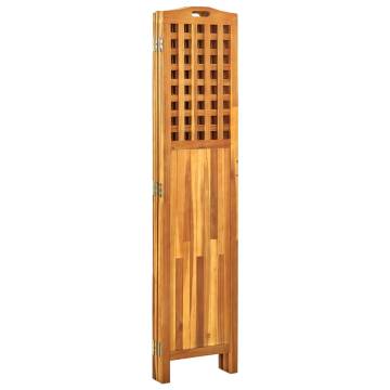 4-Panel Room Divider - Solid Acacia Wood 161x2x170 cm