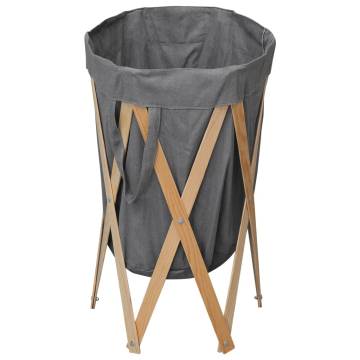 Folding Laundry Basket - Grey Wood & Fabric | HipoMarket