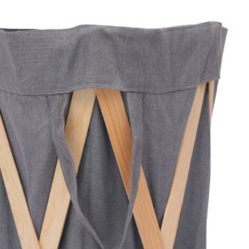 Folding Laundry Basket - Grey Wood & Fabric | HipoMarket