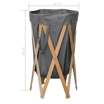 Folding Laundry Basket - Grey Wood & Fabric | HipoMarket