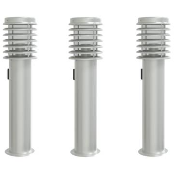 Outdoor Floor Lamps with Outlet - Stainless Steel (3pcs, 60cm)