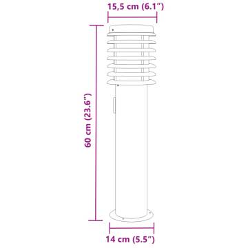 Outdoor Floor Lamps with Outlet - Stainless Steel (3pcs, 60cm)