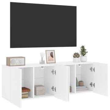 Stylish Wall-Mounted TV Cabinets - White, 2 pcs | HipoMarket