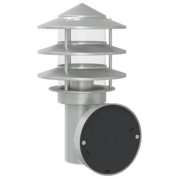 Outdoor Wall Lights with Sensors - 2pcs Silver Stainless Steel