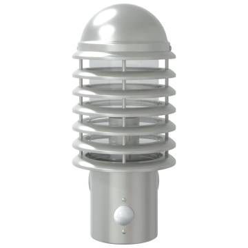 Outdoor Wall Light with Sensor - Silver Stainless Steel