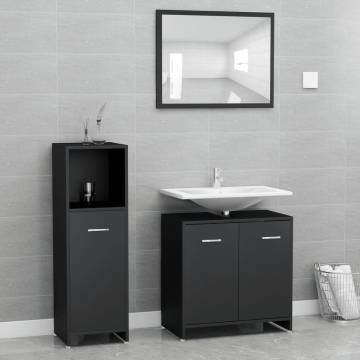 Stylish 3 Piece Black Bathroom Furniture Set - Hipomarket