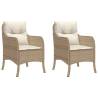 Garden Chairs with Cushions - 2 pcs Beige Poly Rattan