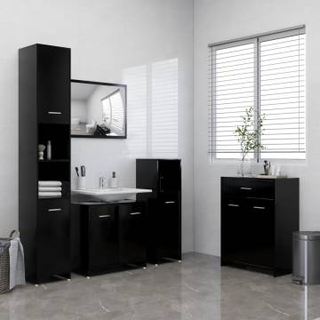 4 Piece Black Bathroom Furniture Set - Stylish Storage Solution