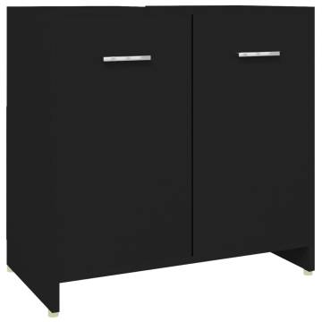 4 Piece Black Bathroom Furniture Set - Stylish Storage Solution