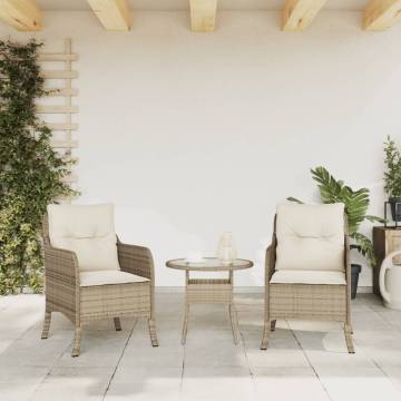 Garden Chairs with Cushions - 2 pcs Beige Poly Rattan