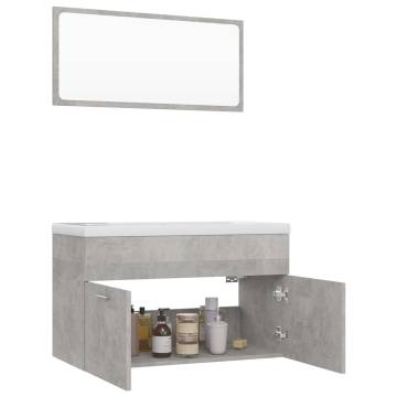 Stylish Concrete Grey Bathroom Furniture Set - HipoMarket