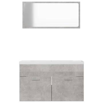 Stylish Concrete Grey Bathroom Furniture Set - HipoMarket