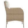 Garden Chairs with Cushions - 2 pcs Beige Poly Rattan