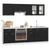 8 Piece Black Engineered Wood Kitchen Cabinet Set | HipoMarket