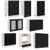 8 Piece Black Engineered Wood Kitchen Cabinet Set | HipoMarket