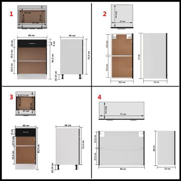 8 Piece Black Engineered Wood Kitchen Cabinet Set | HipoMarket