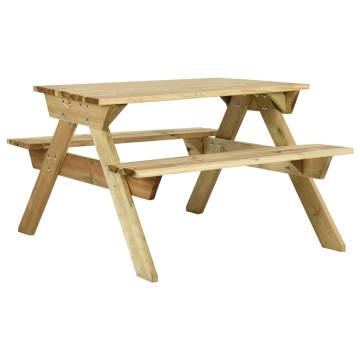 Durable Picnic Table with Benches - Impregnated Pinewood