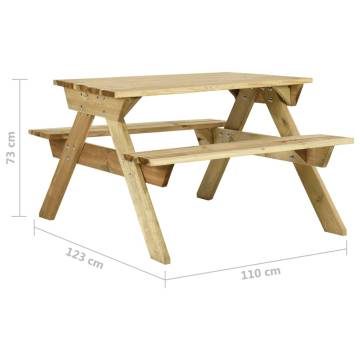 Durable Picnic Table with Benches - Impregnated Pinewood