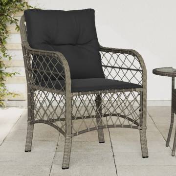 Garden Chairs with Cushions - 2 pcs Grey Poly Rattan