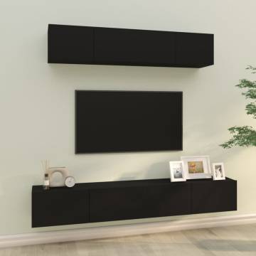 4 Piece Black TV Cabinet Set | Stylish & Functional Design