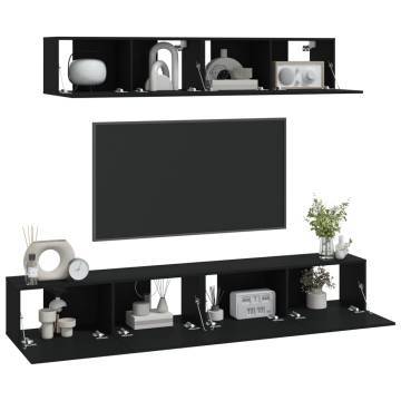 4 Piece Black TV Cabinet Set | Stylish & Functional Design