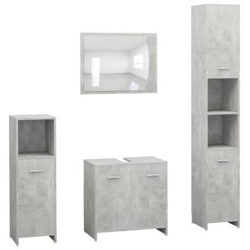 4 Piece Bathroom Furniture Set - Concrete Grey Engineered Wood