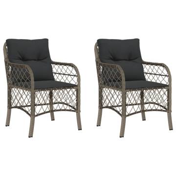 Garden Chairs with Cushions - 2 pcs Grey Poly Rattan