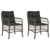 Garden Chairs with Cushions - 2 pcs Grey Poly Rattan