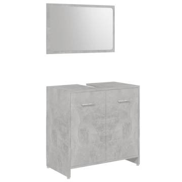 4 Piece Bathroom Furniture Set - Concrete Grey Engineered Wood