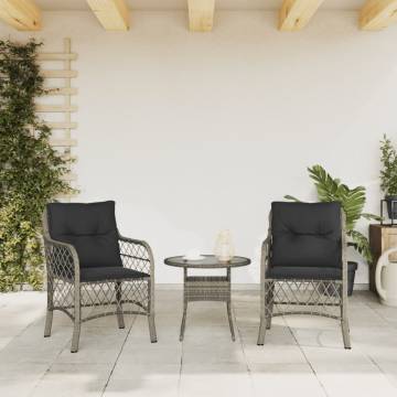 Garden Chairs with Cushions - 2 pcs Grey Poly Rattan