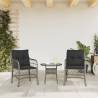 Garden Chairs with Cushions - 2 pcs Grey Poly Rattan