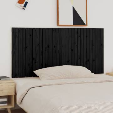 Elegant Black Wall Headboard - Solid Pine Wood 185x3x90 cm