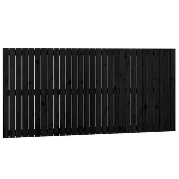 Elegant Black Wall Headboard - Solid Pine Wood 185x3x90 cm