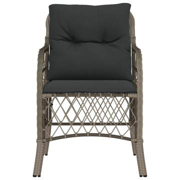 Garden Chairs with Cushions - 2 pcs Grey Poly Rattan