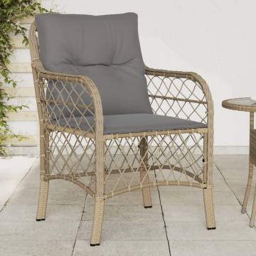 Garden Chairs with Cushions - 2 pcs Mix Beige Poly Rattan